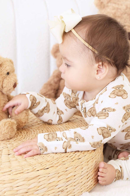 Beary Sweet Bamboo Waffle Convertible Zip Romper