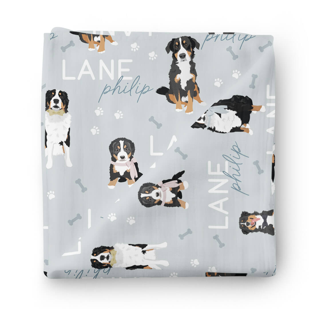 Personalized Baby Name Swaddle Blanket | Dog Breeds