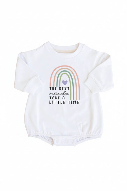 Best Miracles Graphic Sweatshirt Bubble Romper | White