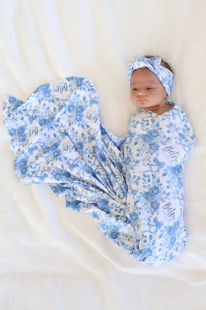 Betsy's Blooms Personalized Swaddle Blanket