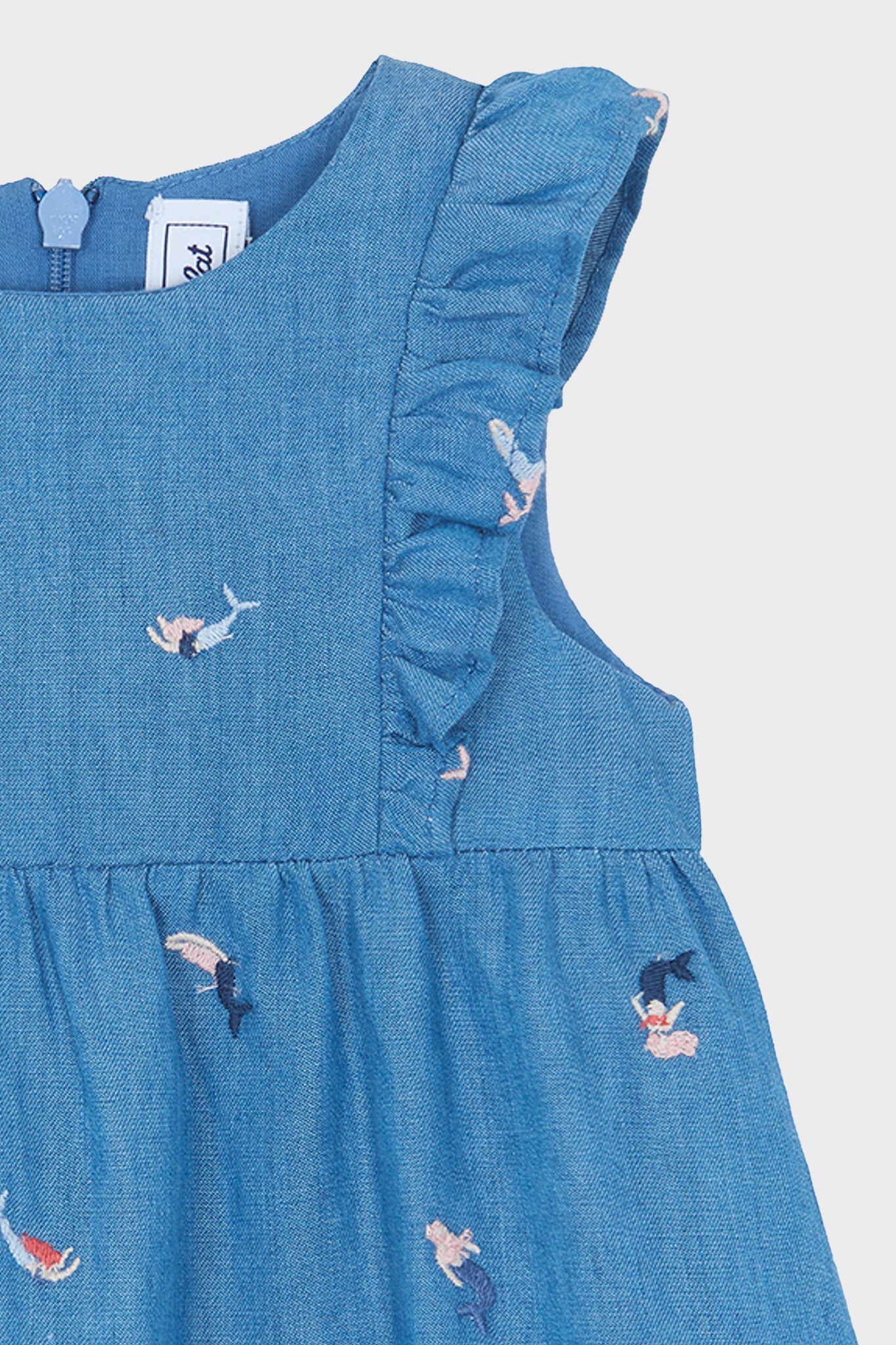 Chambray Mermaid Embroidered Dress