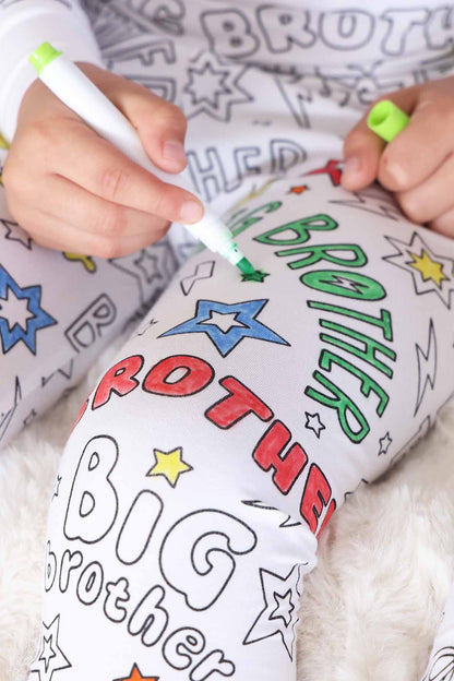 Colorable Two Piece Pajama Set | Big Bro