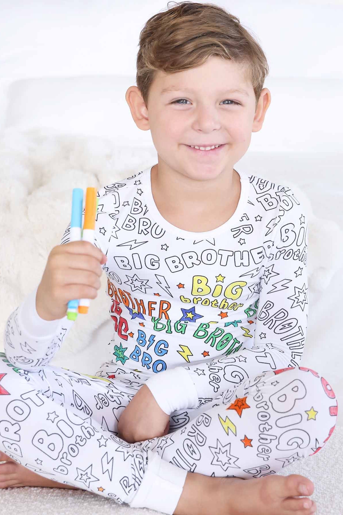 Colorable Two Piece Pajama Set | Big Bro