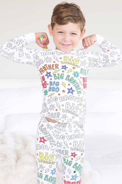 Colorable Two Piece Pajama Set | Big Bro