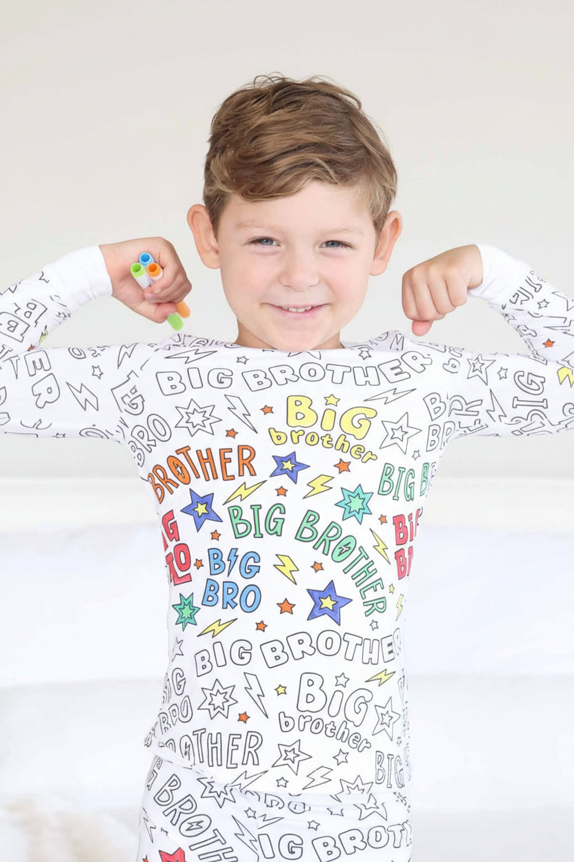 Colorable Two Piece Pajama Set | Big Bro