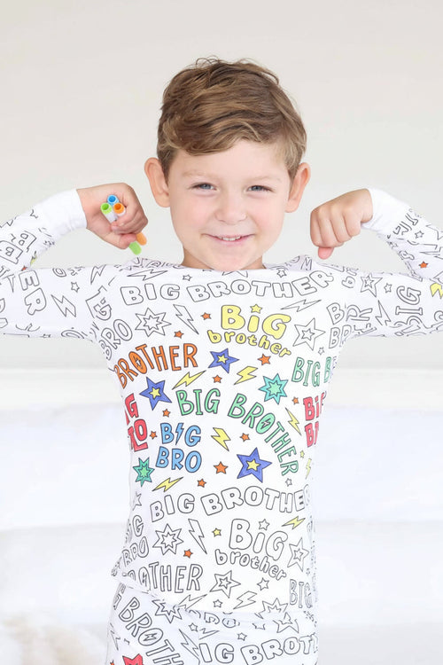 Colorable Two Piece Pajama Set | Big Bro