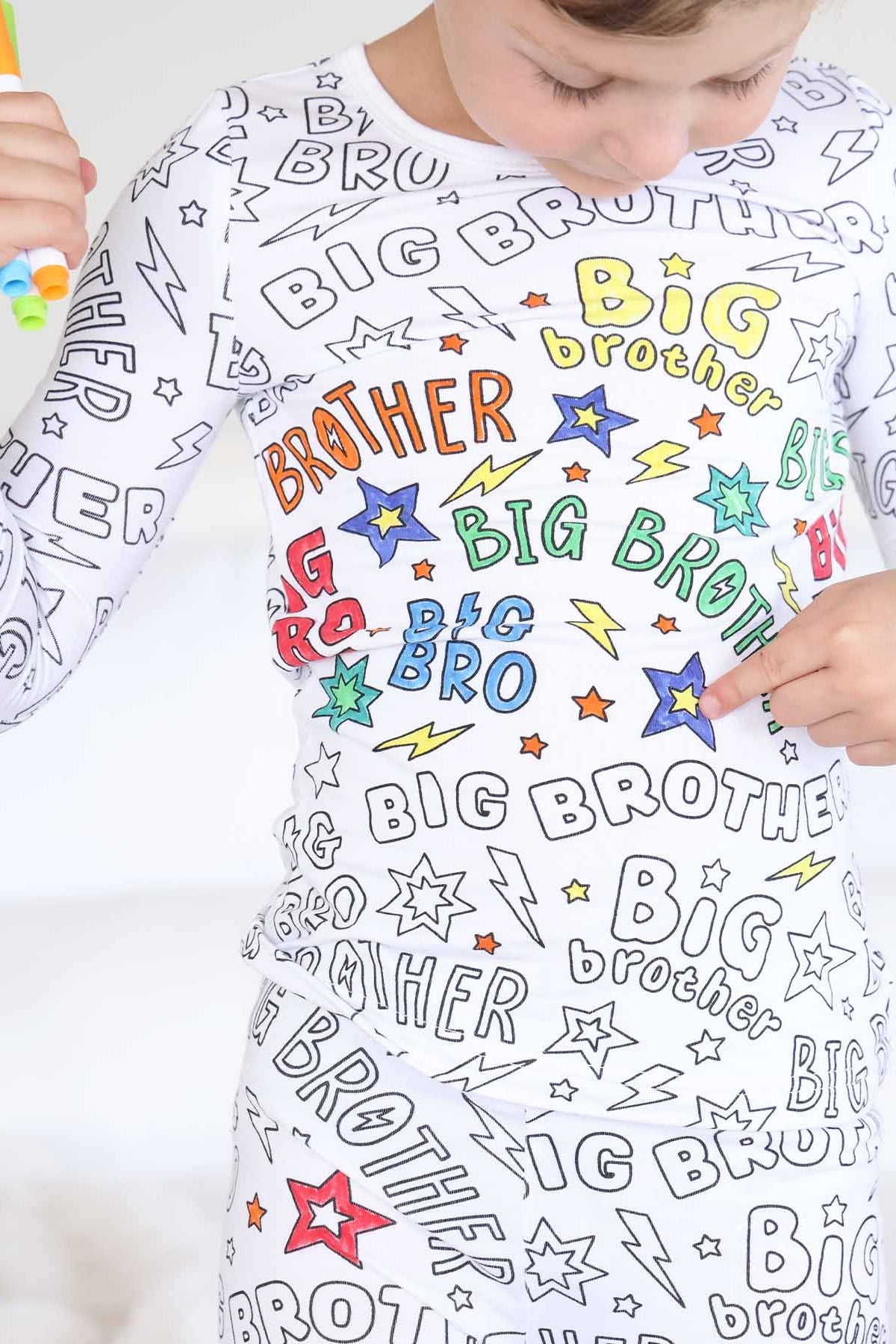 Colorable Two Piece Pajama Set | Big Bro
