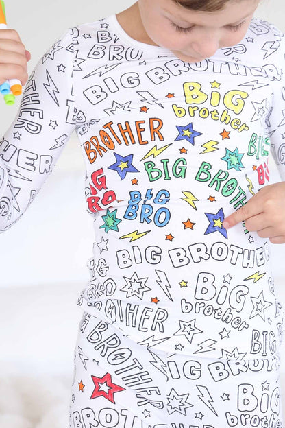 Colorable Two Piece Pajama Set | Big Bro
