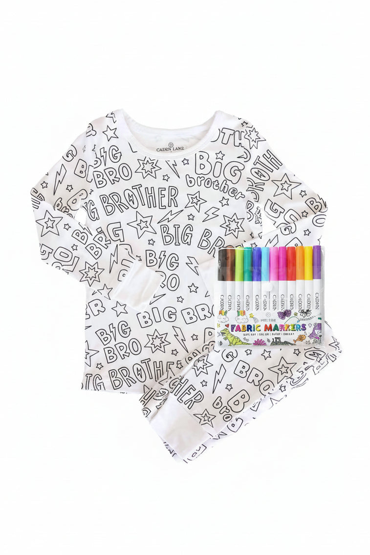 Colorable Two Piece Pajama Set | Big Bro