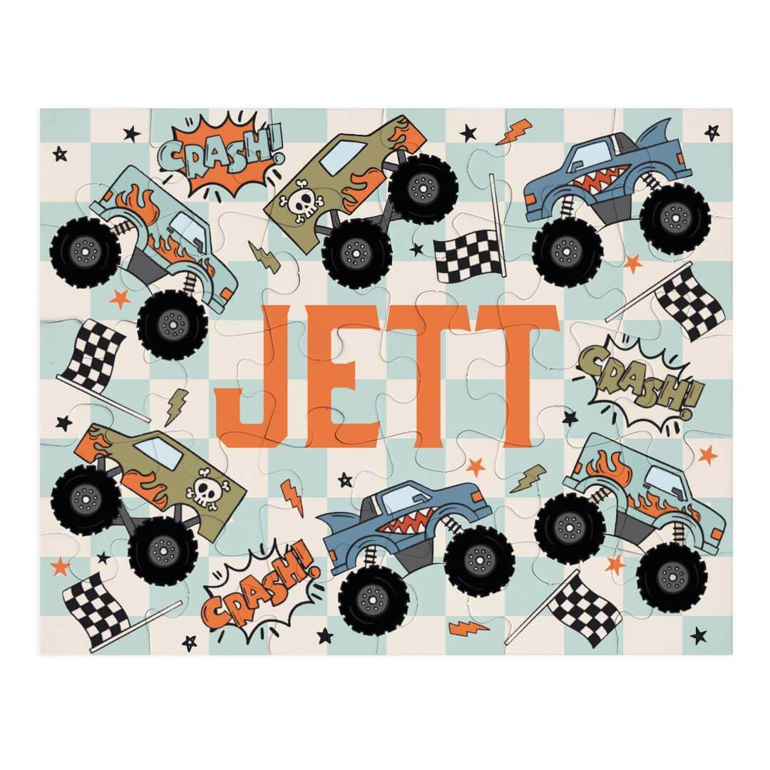 Kids Personalized 30 Piece Puzzle | Big Wheelin'