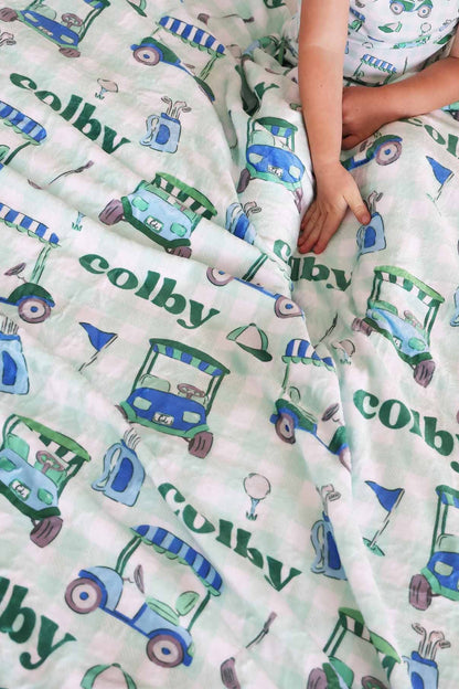 Birdie Babes Personalized Kids Blanket | Green