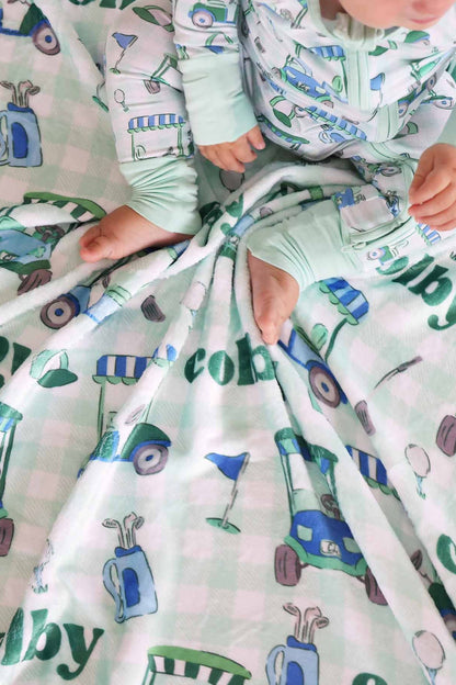 Birdie Babes Personalized Kids Blanket | Green