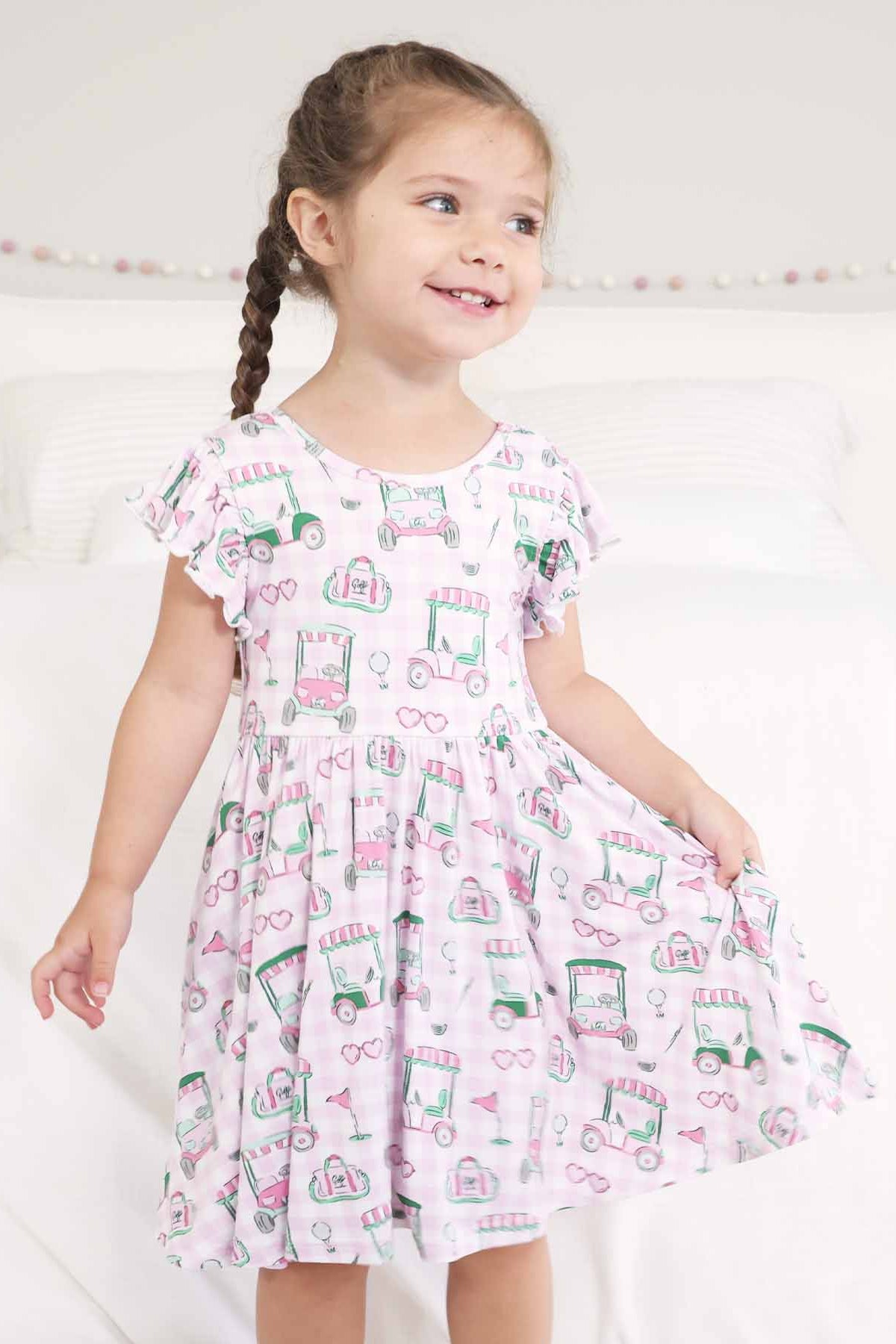 Girls' Ruffle Twirl Dress | Birdie Babes Pink