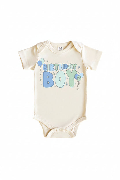 Birthday Boy Graphic Bodysuit & Kids Tee | Natural