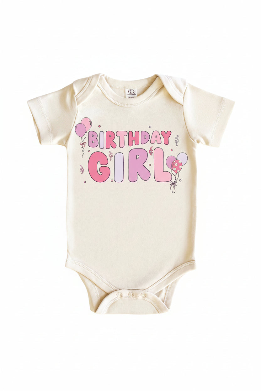 Birthday Girl Graphic Bodysuit & Kids Tee | Natural