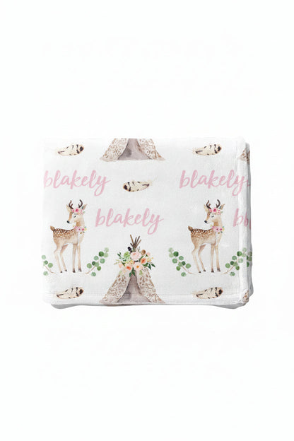 Blakely's Boho Deer Personalized Toddler Blanket