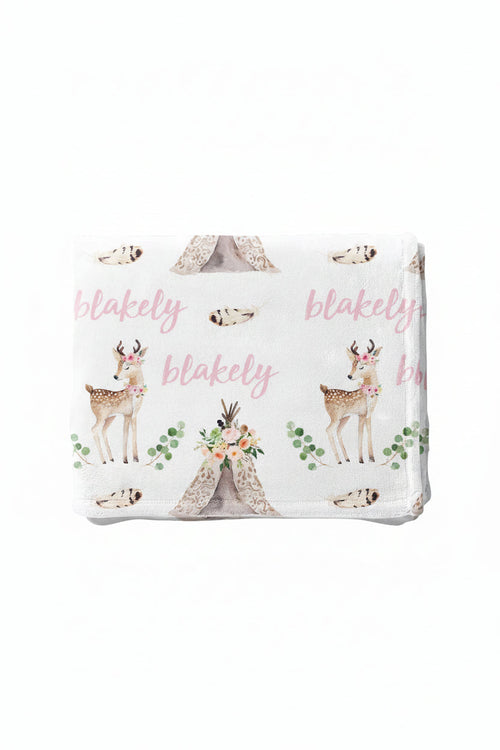 Blakely's Boho Deer Personalized Toddler Blanket