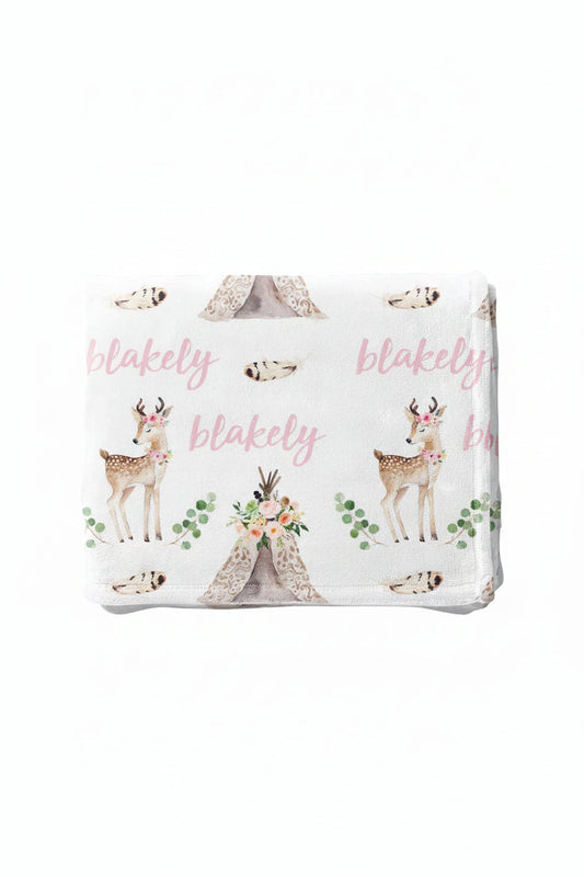 Blakely's Boho Deer Personalized Toddler Blanket