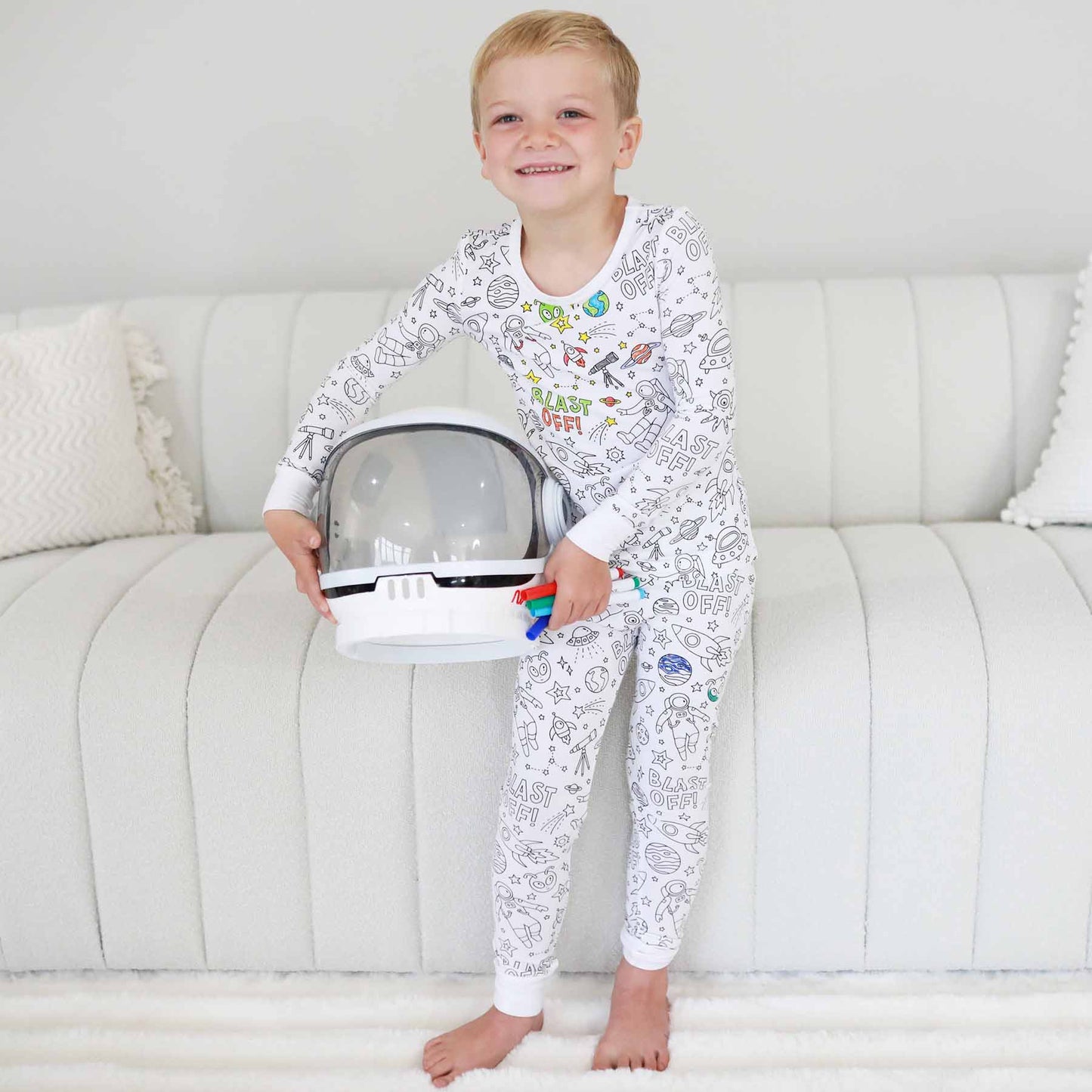 Colorable Two Piece Pajama Set | Blast Off