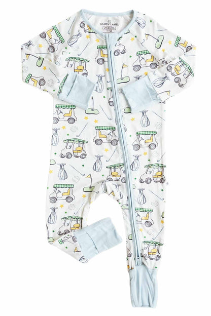 Country Club Cuties Convertible Bamboo Zip Romper | Blue