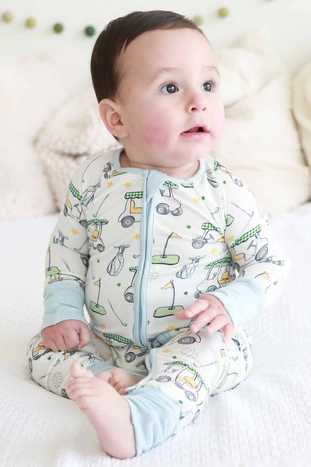 Country Club Cuties Convertible Bamboo Zip Romper | Blue