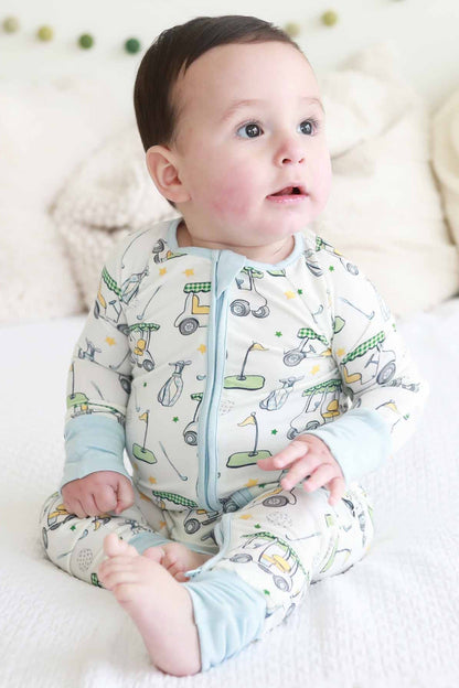 Country Club Cuties Convertible Bamboo Zip Romper | Blue