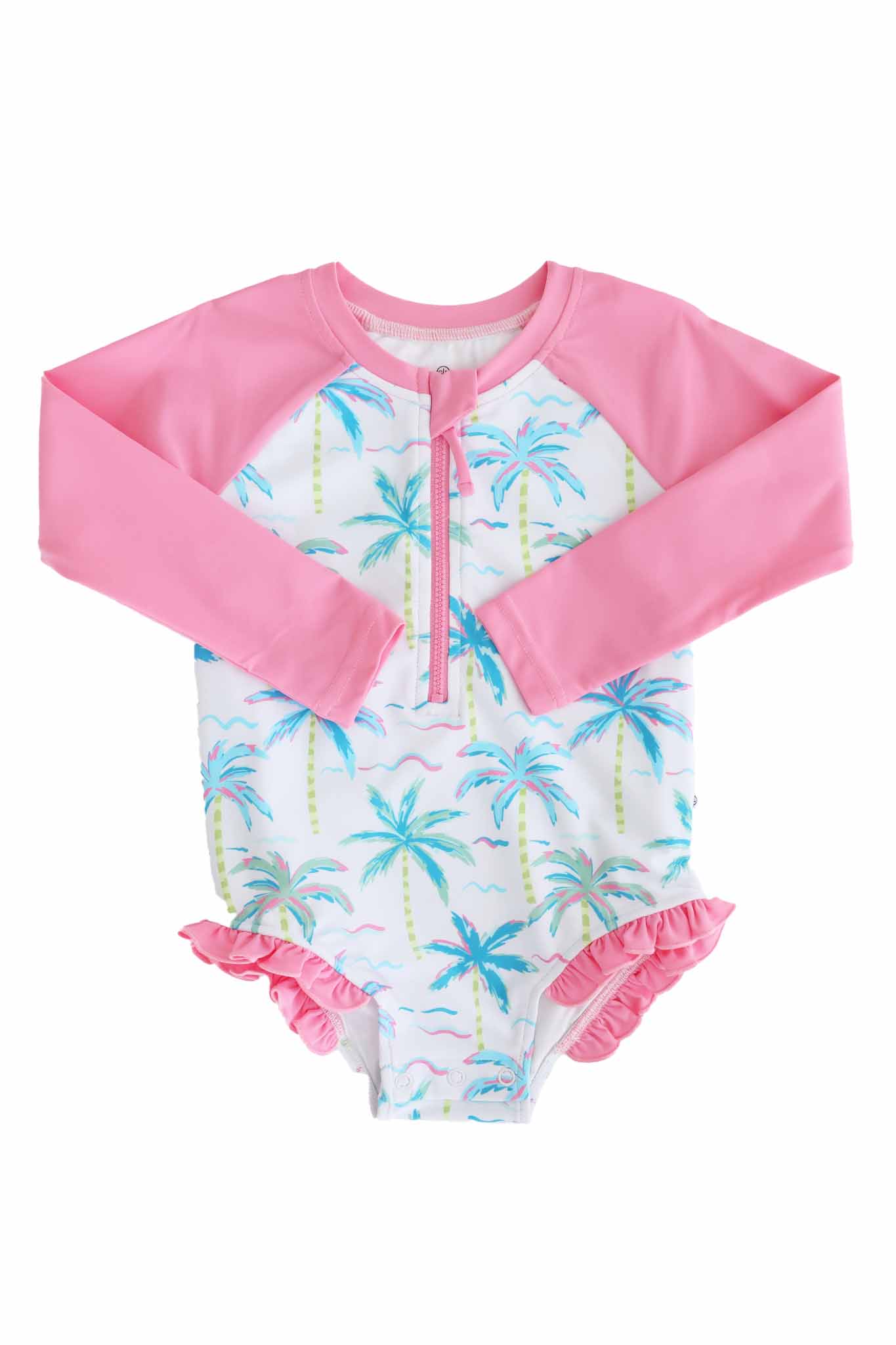 Long Sleeve Rash Guard with Front Zipper | Blue Lagoon