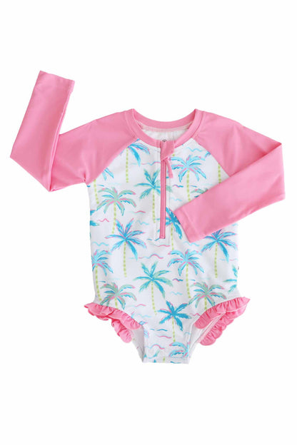 Long Sleeve Rash Guard with Front Zipper | Blue Lagoon