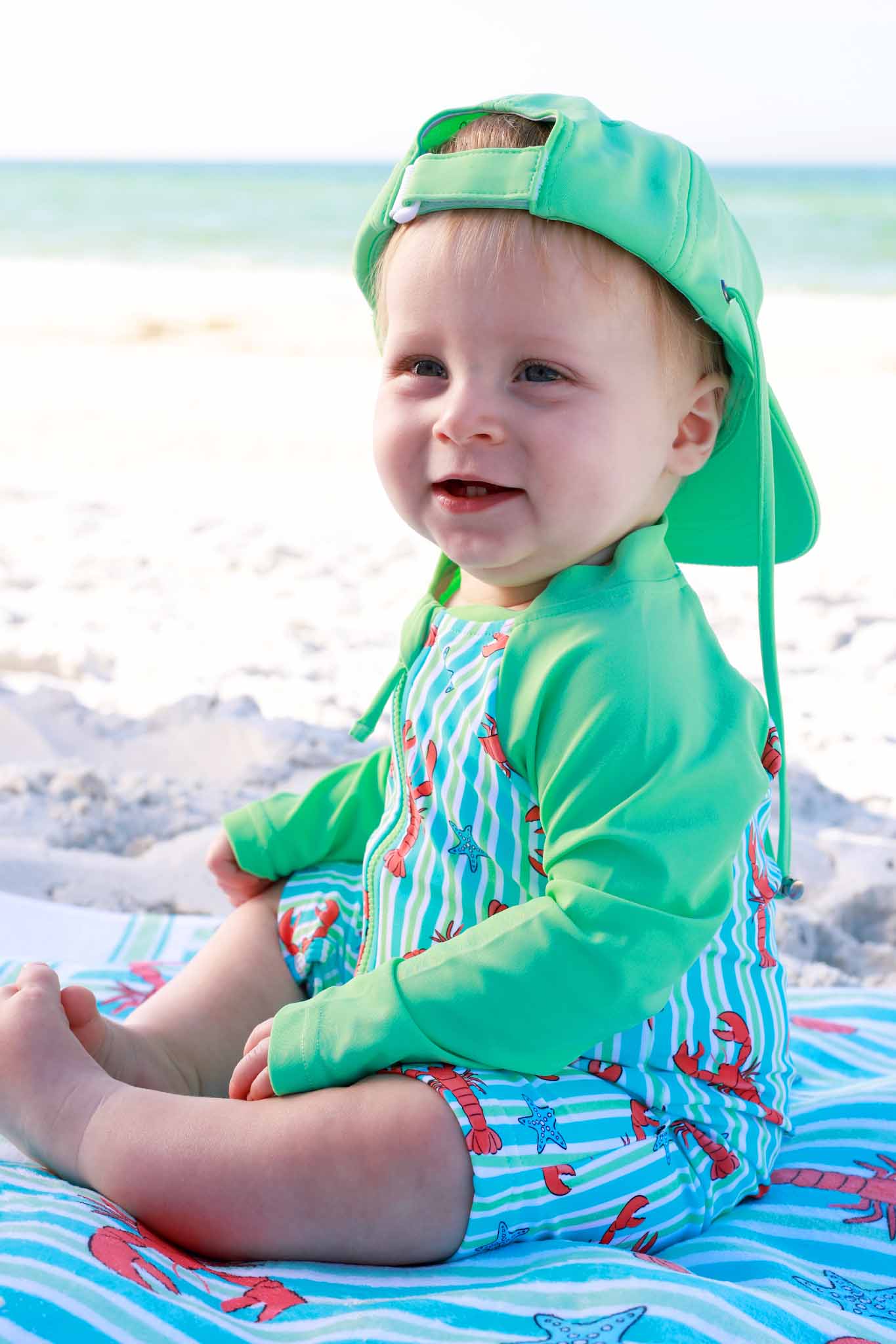 Long Sleeve Rash Guard Swim Romper Shortie | Pinch Me Blue