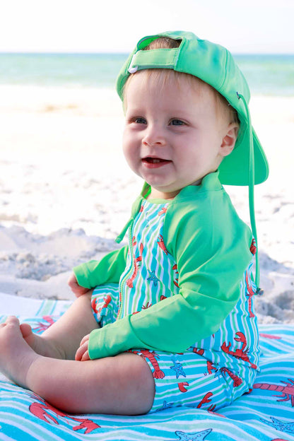Long Sleeve Rash Guard Swim Romper Shortie | Pinch Me Blue