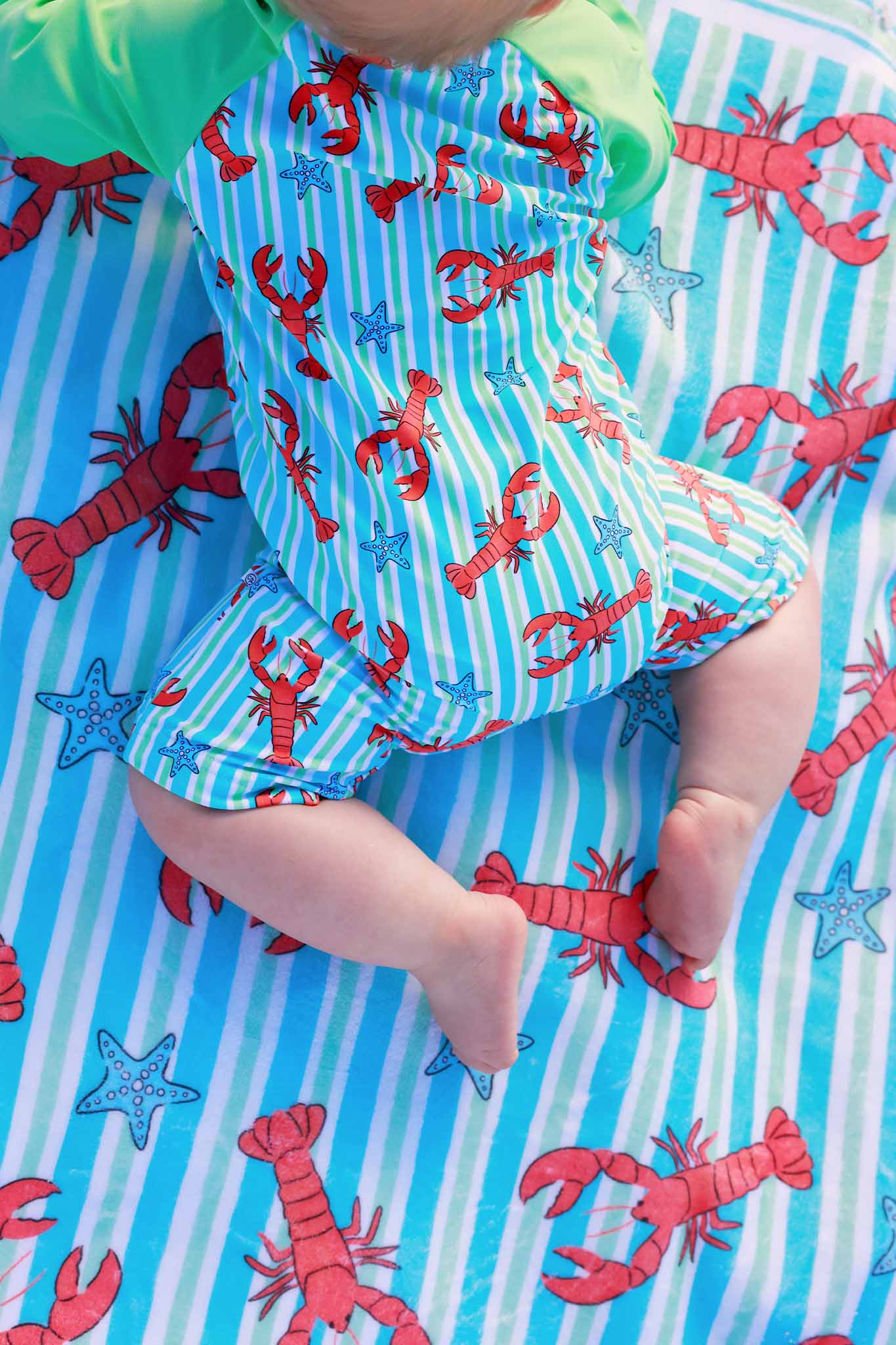 Long Sleeve Rash Guard Swim Romper Shortie | Pinch Me Blue