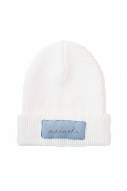 Personalized Leather Patch Beanie | All Colors