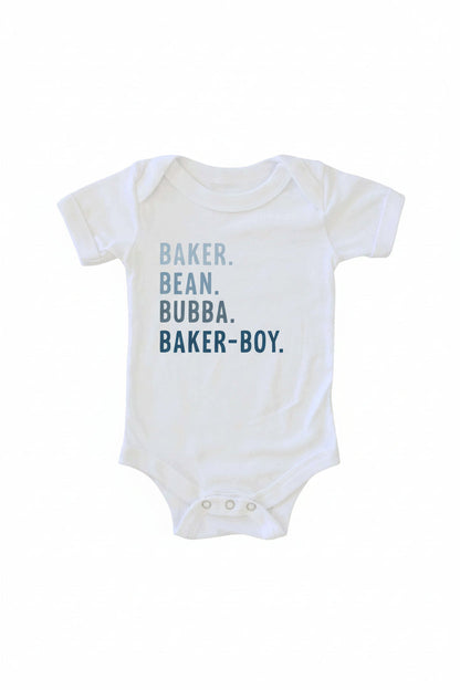 Personalized Blue Nickname Graphic Bodysuit | White