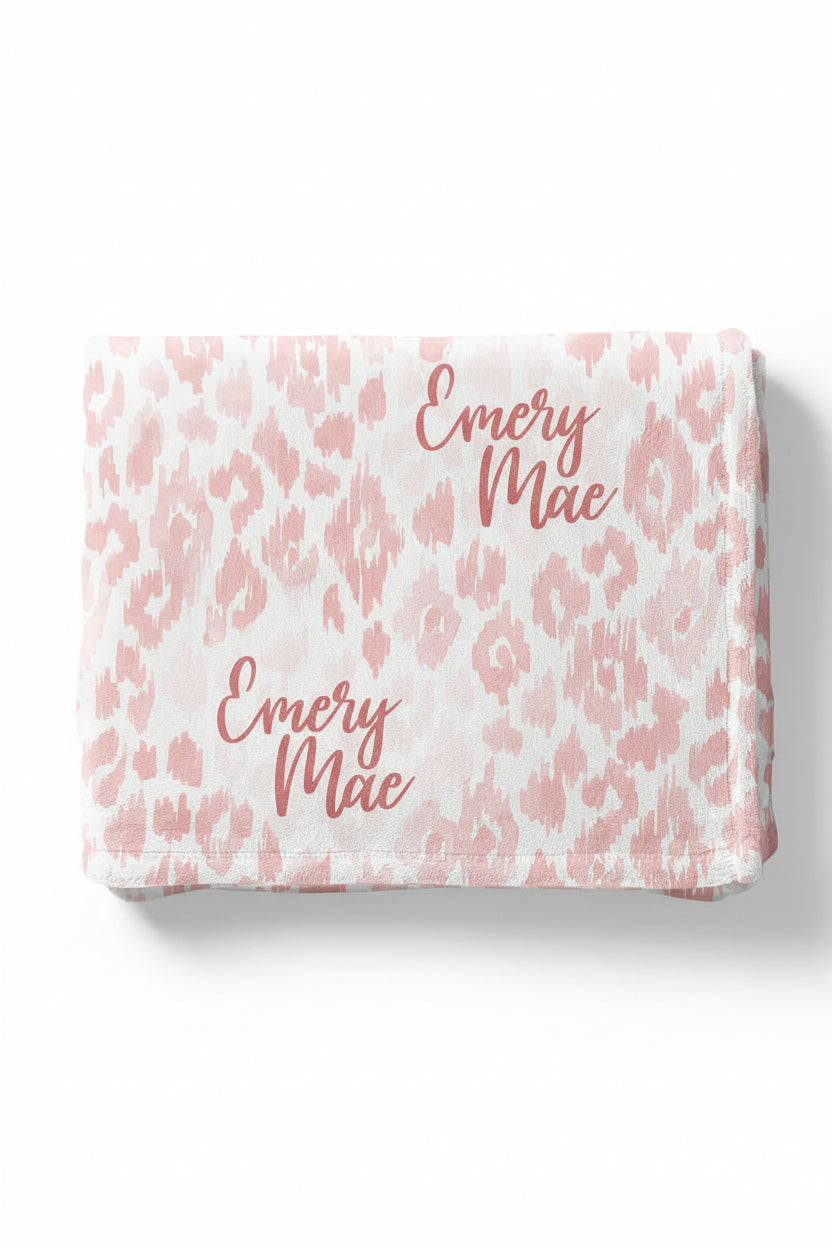 Blush Leopard Personalized Kids Blanket