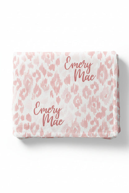 Blush Leopard Personalized Kids Blanket