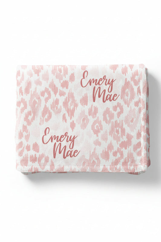 Blush Leopard Personalized Kids Blanket