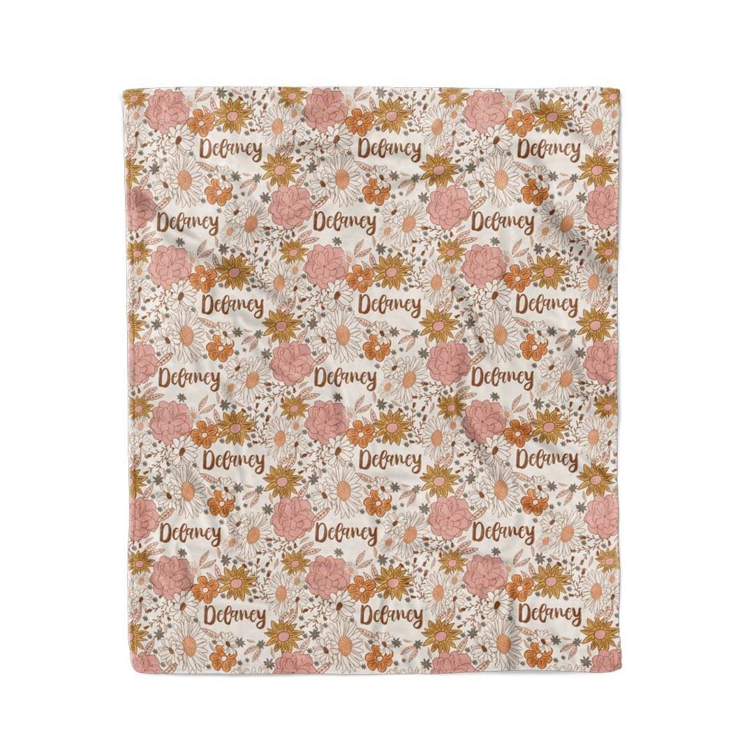 Boho Floral Personalized Kids Blanket