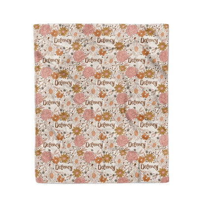 Boho Floral Personalized Kids Blanket
