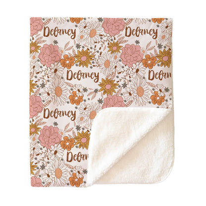 Boho Floral Personalized Kids Blanket