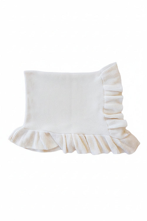 Knit Blanket With Ruffle | Ivory
