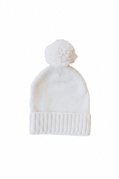 Knit Baby Pom Pom Beanie | Ivory