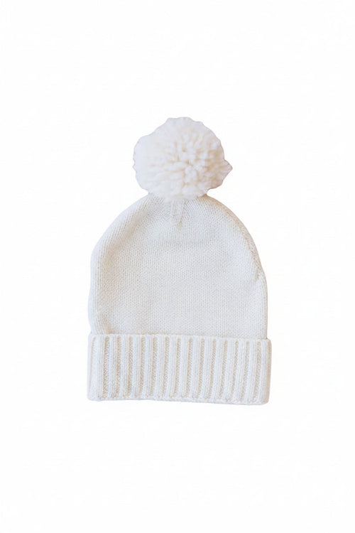 Knit Baby Pom Pom Beanie | Ivory