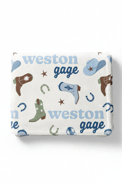 Boot Scootin' Personalized Kids Blanket