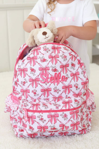 Kids Embroidered Ruffle Backpack | Bow Besties