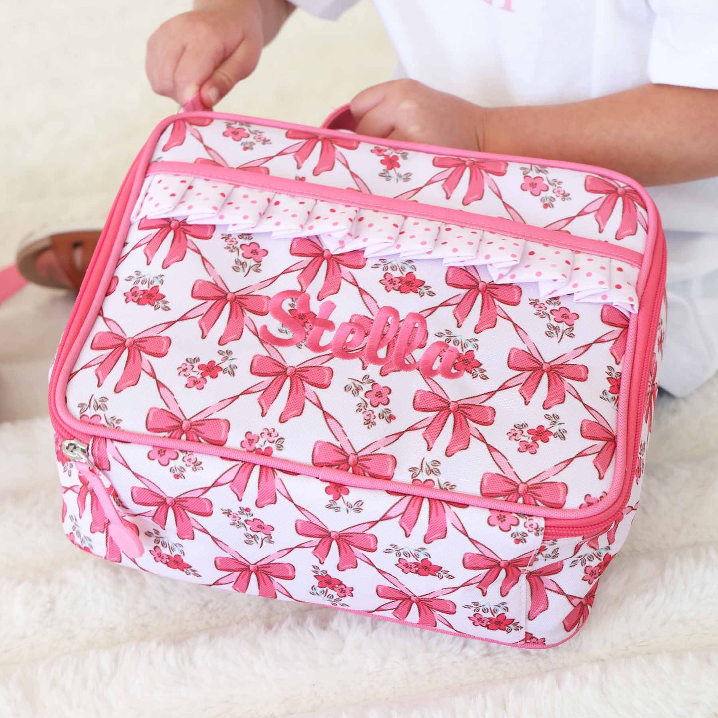 Kids Embroidered Ruffle Lunchbox | Bow Besties