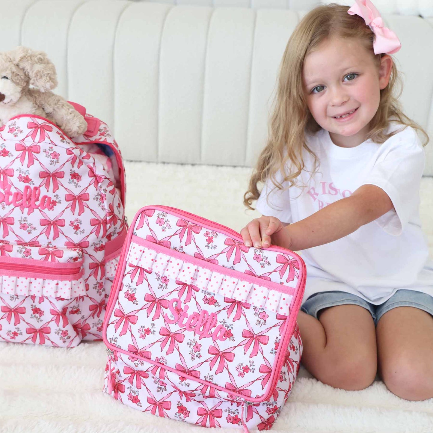 Kids Embroidered Ruffle Lunchbox | Bow Besties
