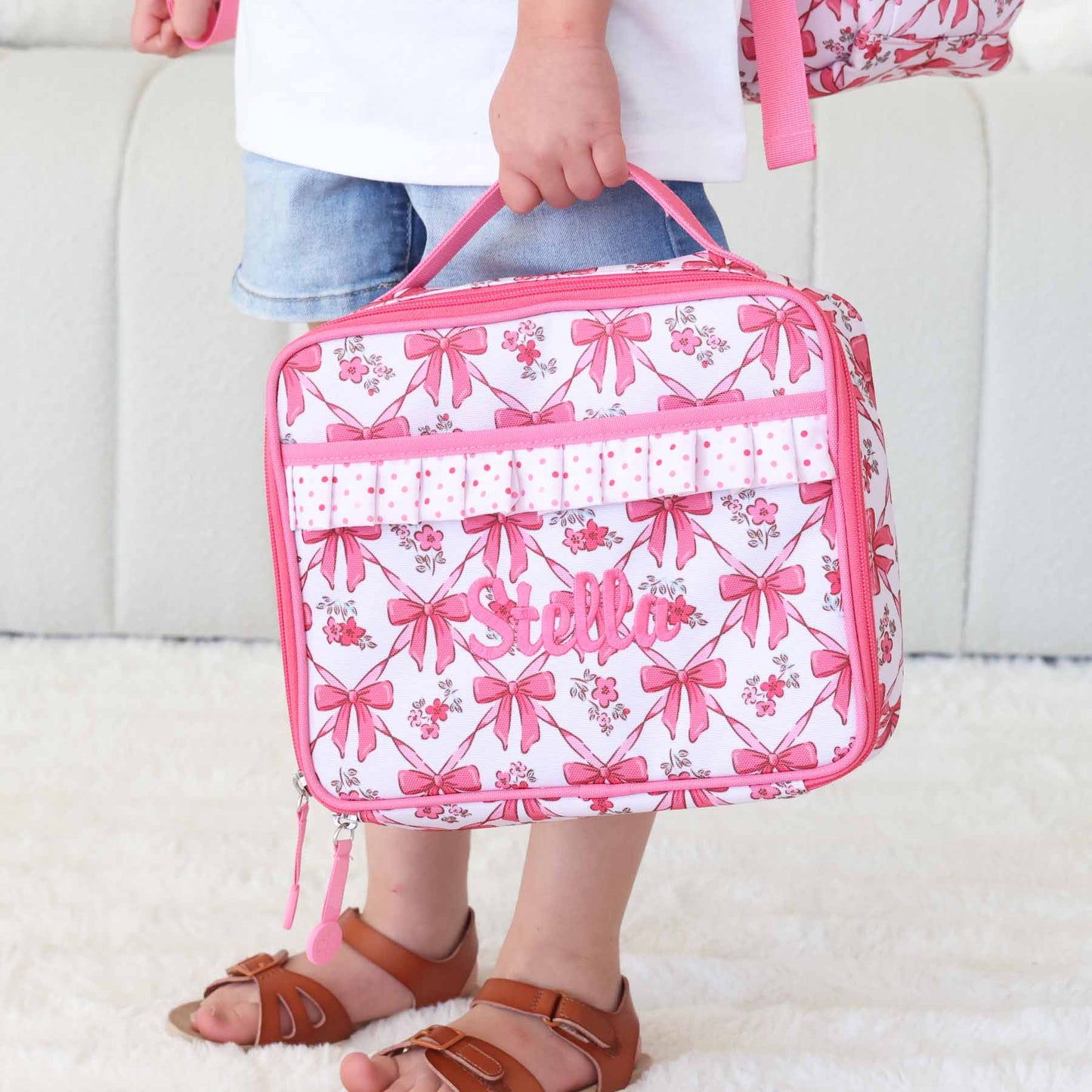 Kids Embroidered Ruffle Lunchbox | Bow Besties