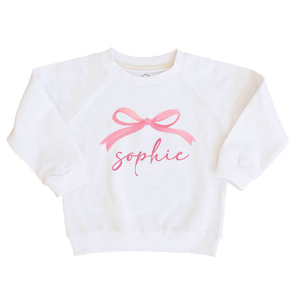 Personalized Bow Kids Graphic Sweatshirts | White