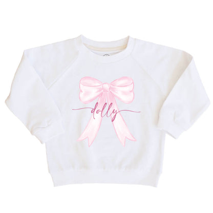 Personalized Bow Kids Graphic Sweatshirts | White