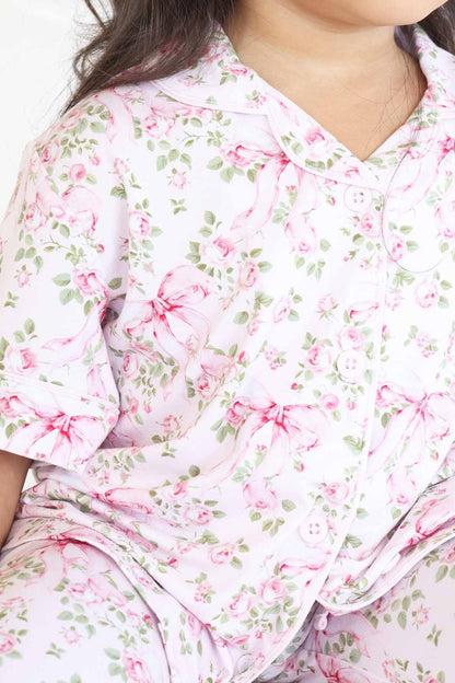 Girl's Two Piece Flare Lounge Set | Bows in Bloom